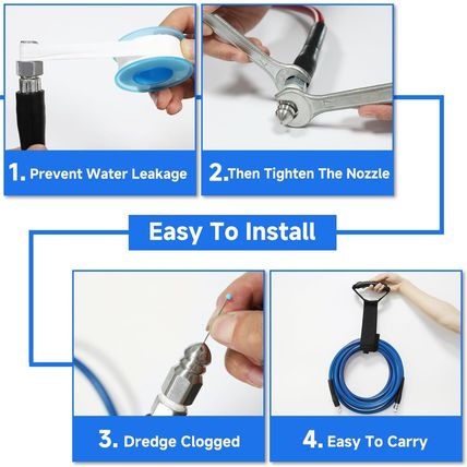 NIFUAL Sewer Jetter Kit 150FT for Pressure Washer,5800Psi Drain Cleaner Hose for