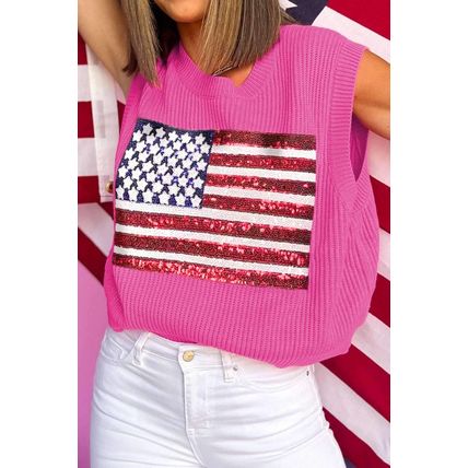 Bonbon Sparkling American Flag Knitted Vest
