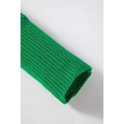 Bright Green Bow Knot Cut Out Round Neck Loose Sweater