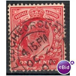 GB stamps 1902-10 KEV11 - 1d SG219 Loughborough 1