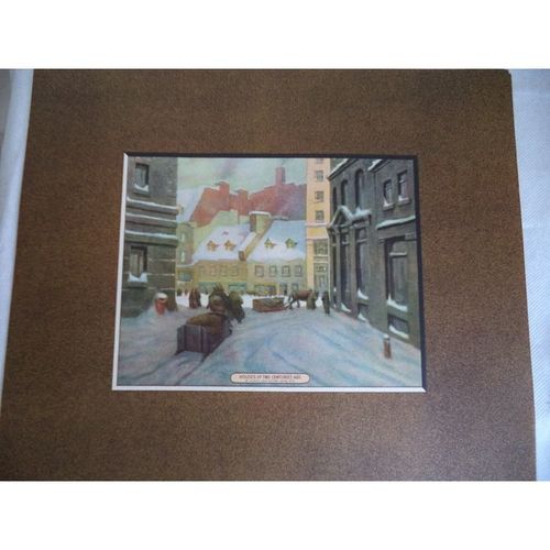 Vintage Paul Caron print houses in old montreal canada art Lithograph painting