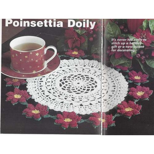 Beautiful Crochet Doily PATTERN Poinsettia Doily