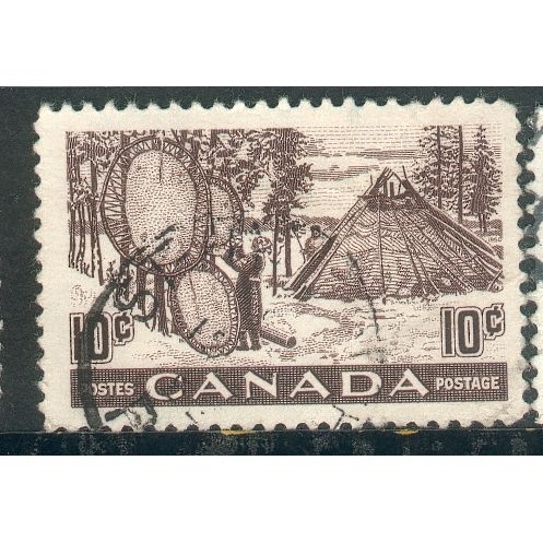 Canada stamps 1950 - SG 432 - 10c Drying Furs - used