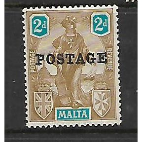 MALTA 1926 2d BISTRE BROWN & TURQUOISE OPT POSTAGE SG 147 M/MINT