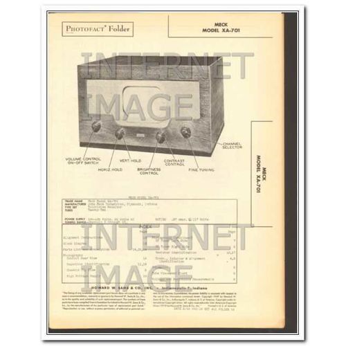 MECK model XA-701 TV television receiver Sams Photofact manual