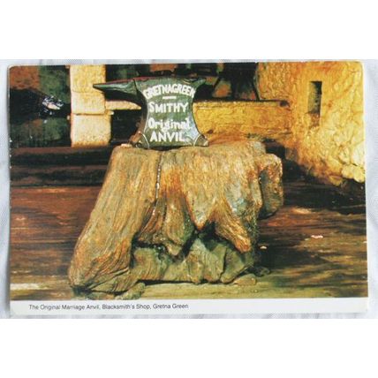 1997 postcard Original Marriage Anvil, Gretna Green