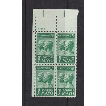 United States 1964 Mayo Brothers Cylinder Block of 4 SG 1233 Mint Never Hung