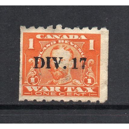 Canada - 1c Orange War Tax, Pre-Cancelled 'DIV. 17' Used Booklet Stamp