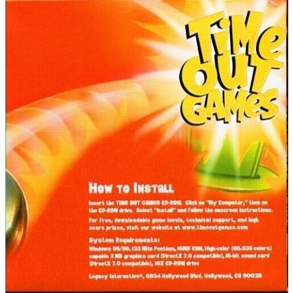 Time Out Games (PC-CD, 2000) for Windows 95/98 - NEW CD in SLEEVE