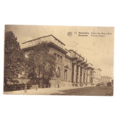 PICTURE GALLERY, BRUXELLES, BRUSSELS . used vintage postcard 1930 POSTMARK