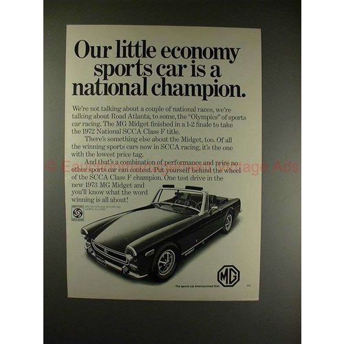 1973 MG Midget Car Ad - A National Chamption, NICE!!