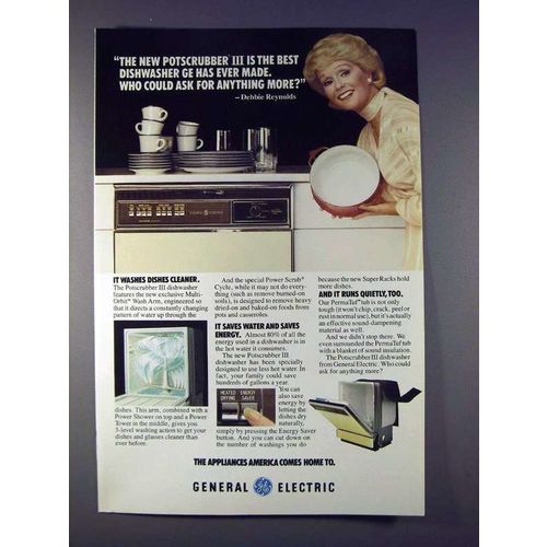 1978 G.E. Potscrubber III Diswasher Ad, Debbie Reynolds