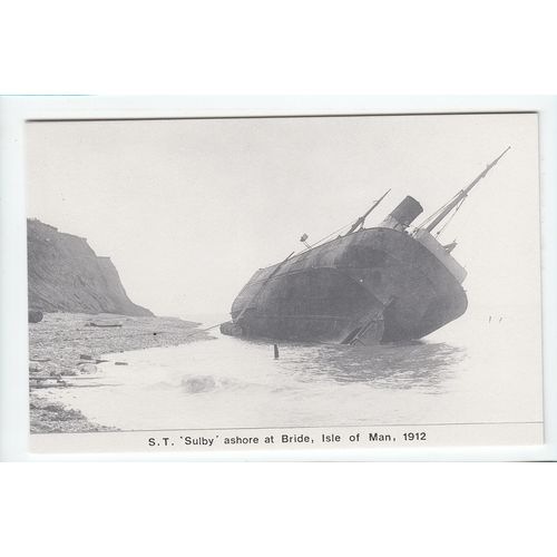 ST Sulby Ashore at Bride Isle of Man Reproduction Postcard