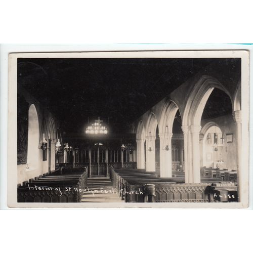 St Newlyn East Church Interior Cornwall 1937 RP Postcard A4388