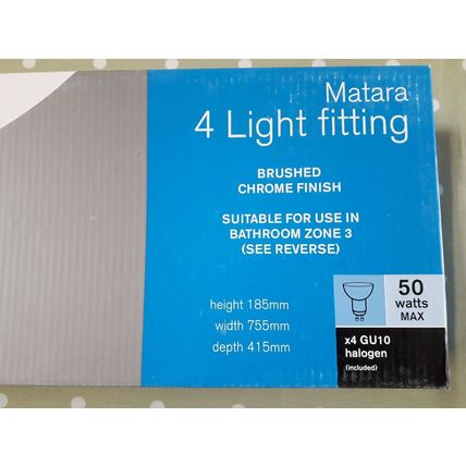 4 Head Spot Light Bar Fitting Ceiling Light GU10 Spotlight Brushed Chrome