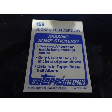 1983 Topps Stickers # 159 Rickey Henderson Very Good (3) Oakland Athletics
