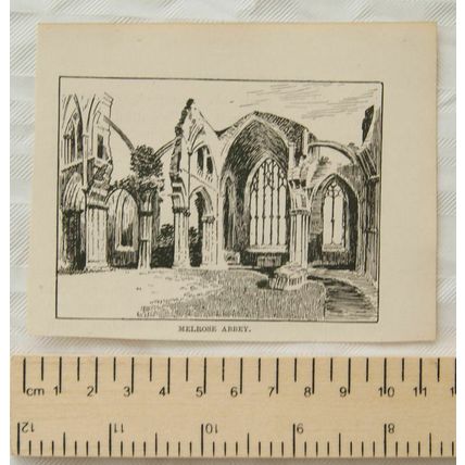 Vintage engraving - Melrose Abbey