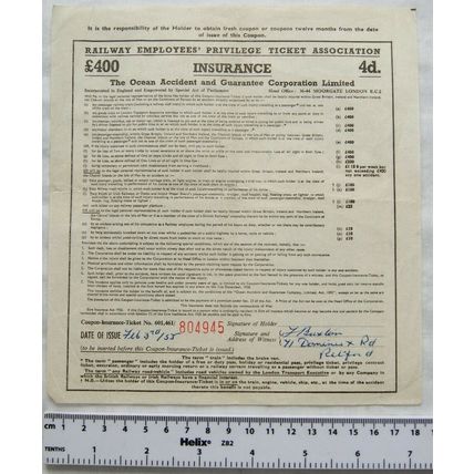 1955 Railway Employees' Privilege Ticket Association Insurance