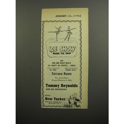 1952 Hotel New Yorker Ad - Ice Show 'Round the Town with Bob and Peggy White