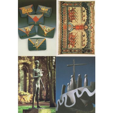 St Edmondsbury Cathedral Bury St Edmunds Kneelers 4x Postcard s