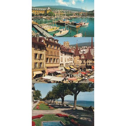 Neuchatel Port Markets Marche Harbour 3x French Postcard s