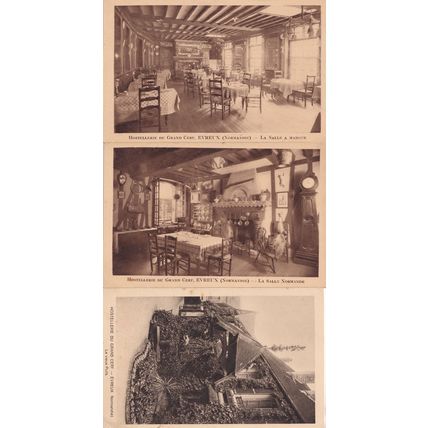 Evreux Hostellerie Du Grand Cerf La Salle Normande 3x WW2 Postcard s