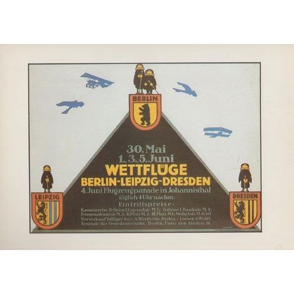 Julius Klinger Wettfluge 1913 Berlin Planet Verlag Poster German Postcard