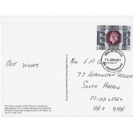 GB 1977 Silver Jubilee FDC PHQ card N Northumberland pm