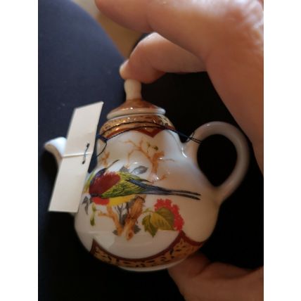 Small Collectors tea Pot floral and birds by porcelain art