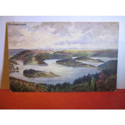 FUNFSEENBLICK, URFTTALSPERRE, EIFEL, GERMANY unused antique postcard #
