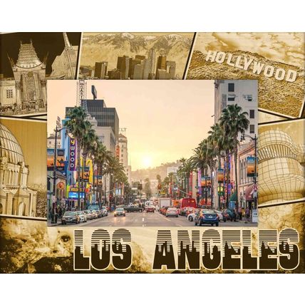 Los Angeles California Laser Engraved Wood Picture Frame Landscape (3 x 5)