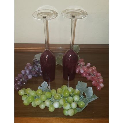VINTAGE RUBY RED CHAMPAGNE LONG STEMMED FLUTE GLASSES SET OF 2 STUNNING