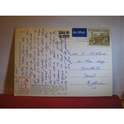 Mt. EDITH CAVELL, Jasper national park Canadian Rockies used postcard 1982 pm =