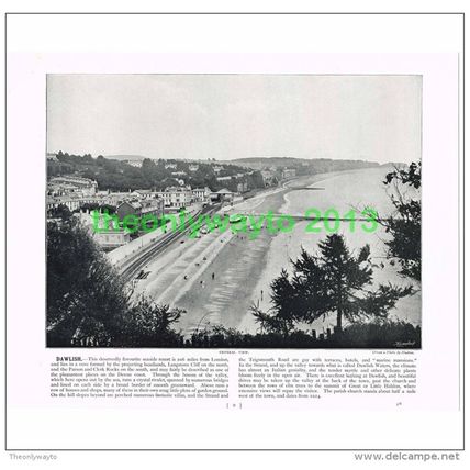 DAWLISH, GENERAL VIEW, DEVON, ENGLAND, Book Illustration, c1895