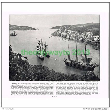 FOWEY, HARBOUR ENTRANCE, DEVON, ENGLAND, Book Illustration, c1895