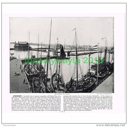 LOWESTOFT, HARBOUR AND PARADE, NORFOLK, ENGLAND, Book Illustration, c1895
