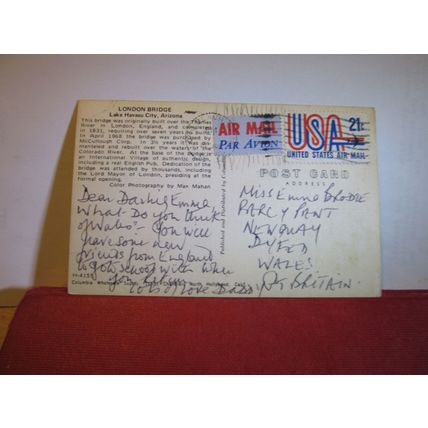 LONDON BRIDGE, LAKE HAVASU CITY, ARIZONA used postcard 1976 pm =