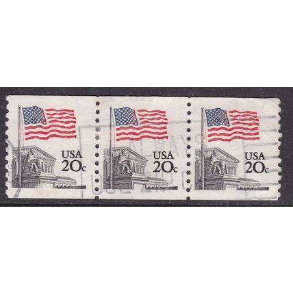 United States 1981 Flag over Supreme Court 20c strip of 3 Fine Used SG 1923c VGC
