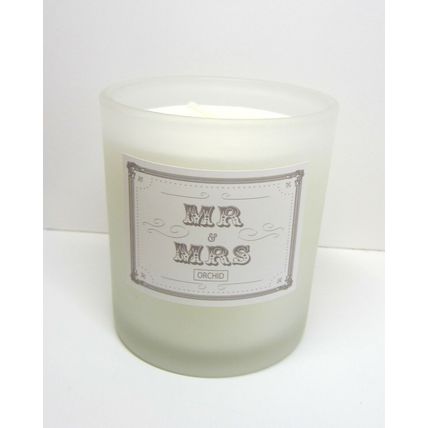 MR & MRS Orchid Scented Candle Boxed Wedding Gift Venue Decor Candles