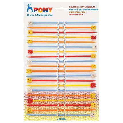 Pony Children's Plastic Assorted Single-Ended Knitting Pins - 3.25/4mm