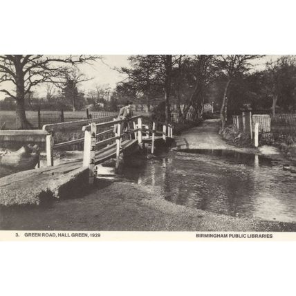 Green Road Hall Green Birmingham 1929 Bridge Rare Photo Postcard