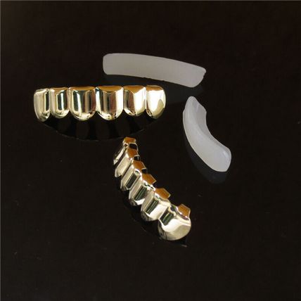 18K Gold IP Plated STAINLESS STEEL GRILLZ Top & Bottom Mouth Teeth Hip Hop Grill