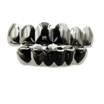 18K Gold IP Plated STAINLESS STEEL GRILLZ Top & Bottom Mouth Teeth Hip Hop Grill