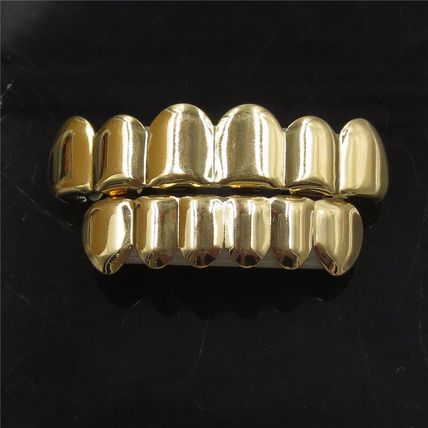 18K Gold IP Plated STAINLESS STEEL GRILLZ Top & Bottom Mouth Teeth Hip Hop Grill
