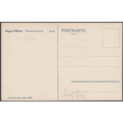 Ende, Tamina-Schlucht, Ragaz-Pfäffers, 1907 - Rathe-Fehlmann AK