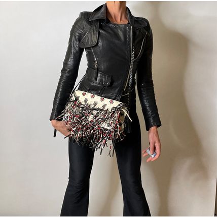 Designer Fringed Vegan Bag Italian Vintage Designer Crossbody Bag