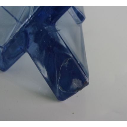 Rare Bagley Art Deco Blue Glass 'Wyndham' Book Ends Pair (Issues).