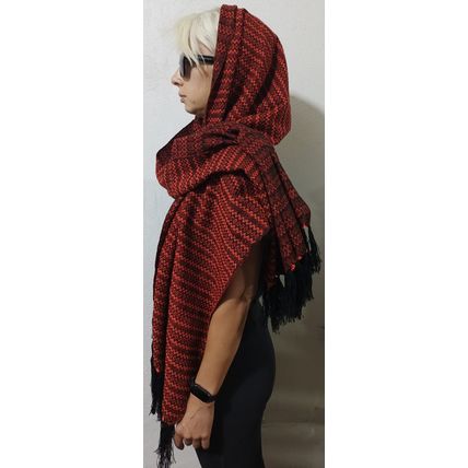 Elegant-Ultra-Soft-Lightweight **BLACK-ORANGE** Traditional Rebozo Shawl Mexico