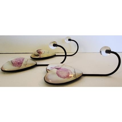 3 Glass Pink Fashion Heart Wall Hooks Chic/Glamour/Diva/Princess Home Decor