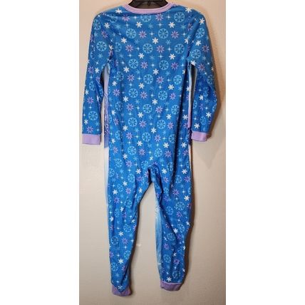 Girls Frozen Pajamas One Piece Zip Up Footed Disney Size 10/12